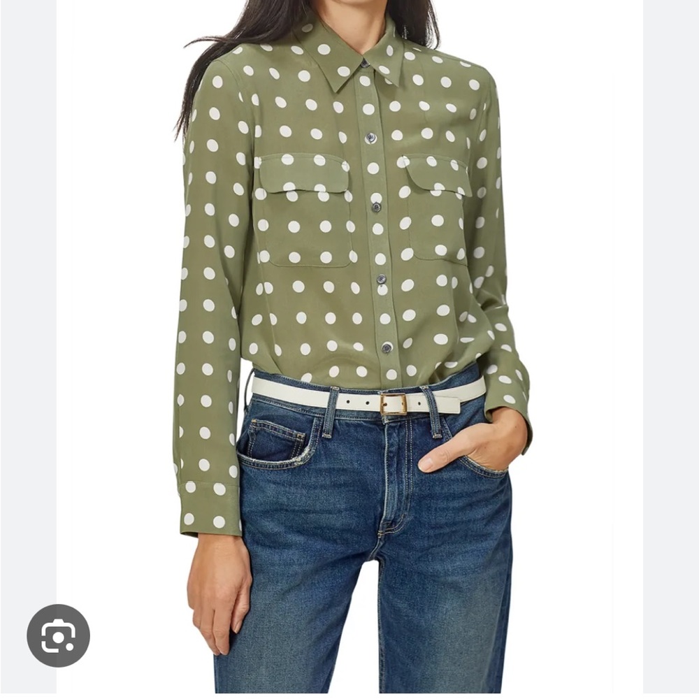 Equipment Dot-Print Button-Front Silk Signature Shirt - Picture 1 of 4